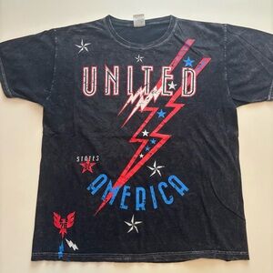 United America Graphic Tee - Black with Red & Blue Lightning